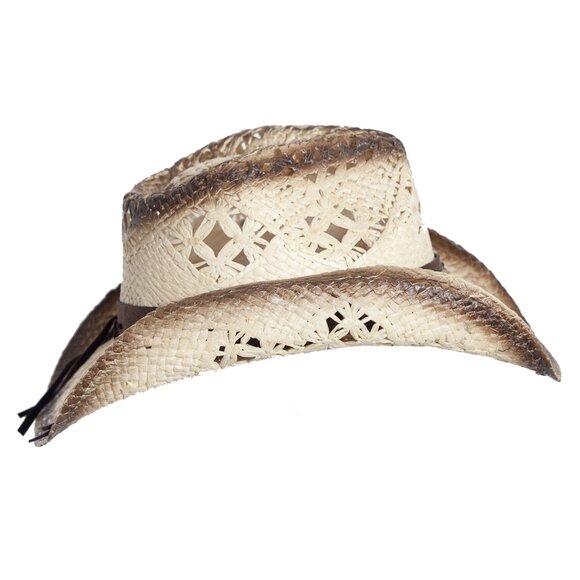 9896 Straw Cowboy Hat W/vegan Leather Band & Beads, Shapeable main image 4